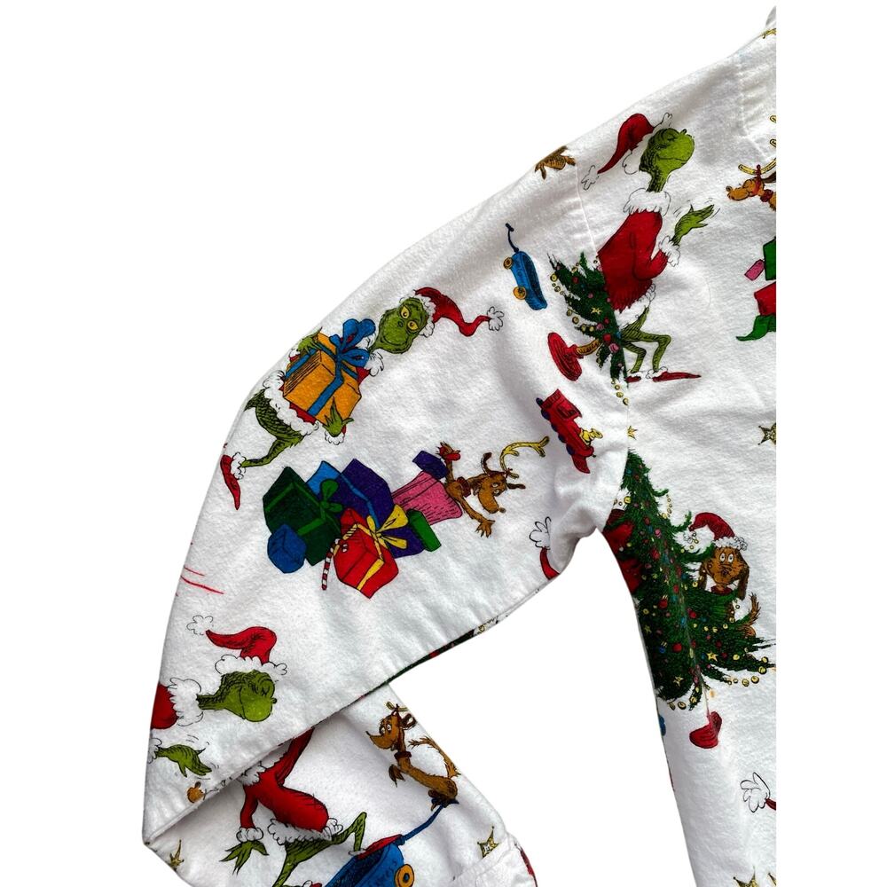 Pottery Barn Teen Dr S Ginch Flannel Pajama Set Sz L White Multi Holiday - Picture 9 of 11